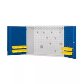   Fali szekrény, perforált panelekkel ellátott hátfal, réselt panelekkel ellátott ajtóbelső, széxméxma 920x335x620 mm, ral 7035