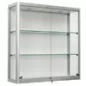  Fali vitrin tolóajtókkal, széxméxma 1000x300x1000 mm, 2 üvegpolc, alumínium ezüst, világítással együtt