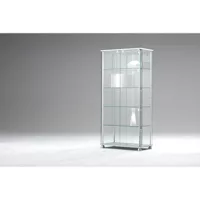 4 vastag üvegpolc, ezüst színű, látható polcok