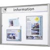 Vitrin, széxméxma 380x27x500 mm, din a3 álló, alumínium profilok, edzett üveg, fehér hátlap, 10 mágnessel + 1 zsebbel