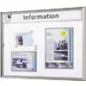   Vitrin, széxméxma 380x27x500 mm, din a3 álló, alumínium profilok, edzett üveg, fehér hátlap, 10 mágnessel + 1 zsebbel