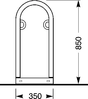Kerékpártámasz, acélcső átmérőjű. 48 mm, állóhelyhez, 6 parkolóhely, tűzihorganyzott, szé x mé x ma 3020x750x860 mm