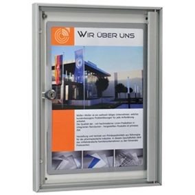   Vitrin, széxméxma 280x27x380 mm, 1xdin a4, alumínium profilok, esg üveg, fehér hátlap, mágneses.