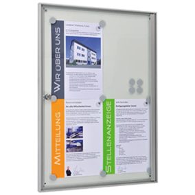   Vitrin, széxméxma 500x27x700 mm, 4xdin a4, alumínium profilok, esg üveg, fehér hátlap, mágneses.