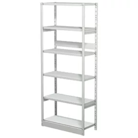   Csavarmentes polc hátlap nélkül, alsó rész, 6 polc, 5 polc, széxméxma 750x300x1900 mm, világosszürke