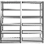   Csavarmentes polc hátlap nélkül, alsó rész, 6 polc, 5 polc, széxméxma 750x300x1900 mm, világosszürke
