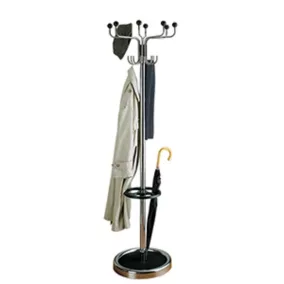   Kabáttartó, átmérő x magasság 520 x 1760 mm, 8 kalap- + 8 kabátakasztó, esernyőtartó, krómozott