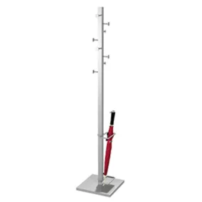   Kabáttartó, széxméxma 300x300x1760 mm, 8 akasztó, esernyőtartó, alumínium ezüst