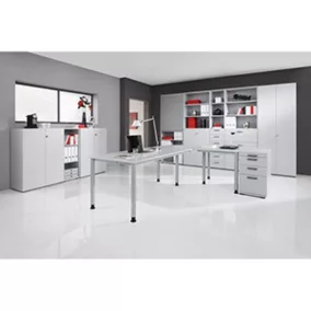   Íróasztal, széxméxma 1600x800x685-810 mm, magasságállítható, 4 lábú váz, asztallap/váz színe világosszürke/ezüst