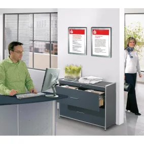   Ajtó- és falitábla, din a4, szé x mé x ma 255x20x340 mm, acél alumínium ezüst színben, 2 db-os csomag