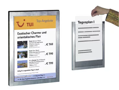 Ajtó- és falitábla, din a4, szé x mé x ma 255x20x340 mm, acél alumínium ezüst színben, 2 db-os csomag