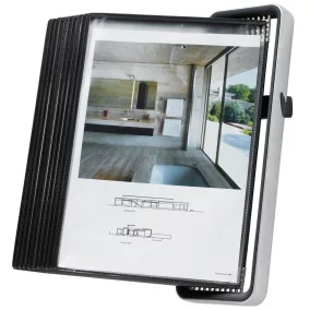   Lapozórendszer, falra szerelhető, alumínium és abs keret, 10 db din a4-es kijelzőpanellel, fekete színben