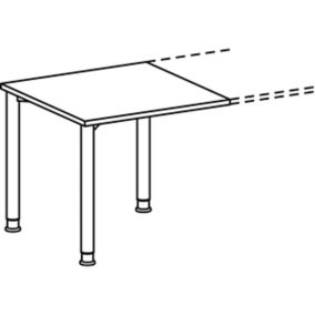  Összekötő tábla, széxméxma 800x800x680-800 mm, magasságállítható, világosszürke asztallap, ezüst kerek csőváz