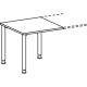 Összekötő tábla, széxméxma 1800x800x680-800 mm, magasságállítható, világosszürke asztallap, ezüst kerek csőváz
