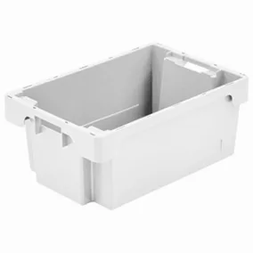   Rakásolható és egymásba rakható konténerek, pe, zárt alsó és oldalsó, hxszxm kívül/belül 600x400x150/482x365x147 mm, űrtartalom 25 l, fehér színű, 2 db-os csomag