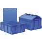   Euronorm újrafelhasználható tartók, fedél nélkül, standard talppal, teherbírás 60 kg, űrtartalom 49 l, hxszxm kívül/belül 800x600x120/762x562x115 mm, kék színű