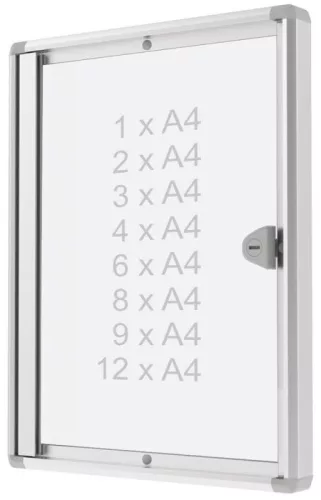 Vitrin, széxméxma 710x31x951 mm, 9xdin a4, alumínium profilok, műanyag üveg, 2 cilinderzár