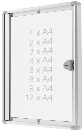 Vitrin, széxméxma 710x31x951 mm, 9xdin a4, alumínium profilok, műanyag üveg, 2 cilinderzár