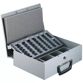   Euro szállító kazetta, acéllemezből, kivehető műanyag euroérme betéttel, szé x mé x ma 355x275x102 mm, antracit színű