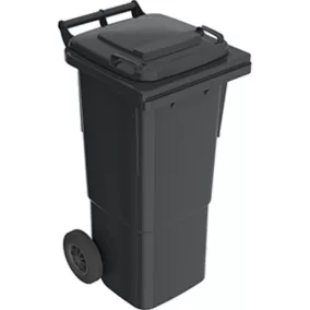   Nagyméretű, 80 l-es hdpe hulladéktároló, antracitszürke, mobil, en 840 szabvány szerint