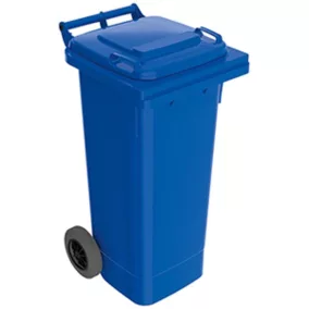   Nagyméretű, 80 l-es hdpe hulladéktároló, kék, mobil, mobil hdpe hulladéktároló, kék, en 840 szabvány szerint
