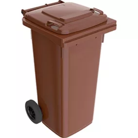  Nagyméretű, 80 l-es hdpe barna mobil hulladéktároló, en 840 szabvány szerint