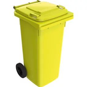   Nagyméretű, 120 l-es hdpe hulladéktároló sárga, mobil, sárga, mobil hdpe hulladéktároló, en 840 szabvány szerint