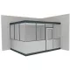Csarnok iroda, kétoldalas, padló nélkül, 2 lámpával, széxméxma 3050x3050x2630 mm, ral 9002 szürkésfehér, keret ral 7016 antracit