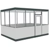Csarnok iroda, 4 oldalas szabadon álló, lábazat nélkül, 2 lámpával, széxméxma 3045x3045x2630 mm, ral 9002 szürkésfehér, keret ral 7016 antracit