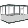 Csarnok iroda, 4 oldalas szabadon álló, lábazat nélkül, 2 lámpával, széxméxma 3045x3045x2630 mm, ral 9002 szürkésfehér, keret ral 7016 antracit