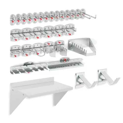 Állványrendszer egység kétoldalas, 8 lyukas és 2 réselt panellel, széxméxma 1000x430x1790 mm, ral 7035 panelek