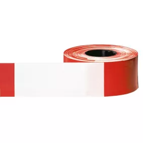   Lezárószalag, piros/fehér tömbös sraffozással, tekercshossz 500 m, szélesség 80 mm, minimum rendelés 2 tekercs