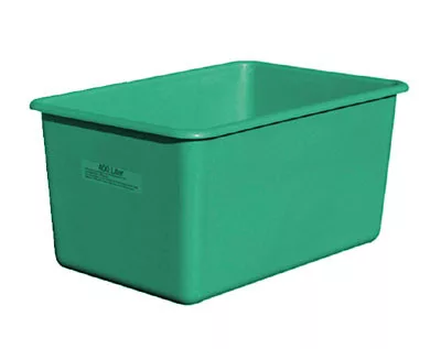 Grp szögletes tartály, targoncazsebek nélkül, űrtartalom 100 l, hxszxm felső külső/belső méret 880/800x580/500x290/280 mm, zöld színű