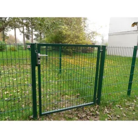   Egyszárnyú nyílókapu, 50x200 mm-es hálós töltet, 40x40 mm-es keret, 60x60 mm-es oszlopok, szélesség x magasság 1000x1000 mm, horganyzott, ral 6005