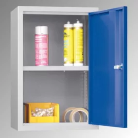   Fali szekrény, 1 tömör lemezajtó, sima hátlap, 1 állítható polc, cilinderzár, széxméxma 400x300x600 mm, ral 3000