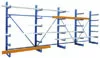 Konzolos állvány, alsó mező, egyoldalas, széxméxma 1250x600(500)x2000 mm, 2 oszlop, 5 konzolkar, 6 tárolószint, kar/oszlop teherbírása 200/1200 kg, ral 5010