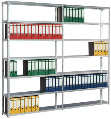 Csavaros polc, horganyzott, alsó rész, 5 polc, horganyzott, polcterhelés 150 kg, széxméxma 870x400x2000 mm