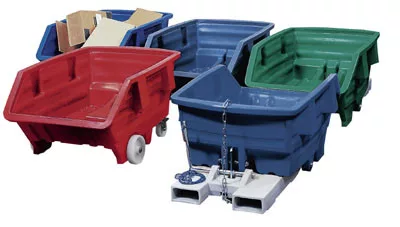Billenőtároló pe, térfogata 0,75 köbméter, hxszxm 1560x1150x925 mm, teherbírás 250 kg, kerékgarnitúrával, kék színű