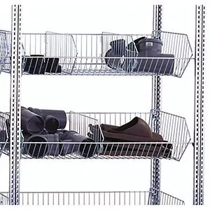 Apróalkatrész polc drótkosarakkal, alsó rész, széxméxma 1005x500x2000 mm, 4 szint drótkosarakkal, 2 szint farostlemez polcokkal, polcterhelés 250 kg