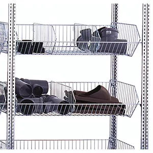 Apróalkatrész polc drótkosarakkal, alsó rész, széxméxma 1005x500x2000 mm, 4 szint drótkosarakkal, 2 szint farostlemez polcokkal, polcterhelés 250 kg