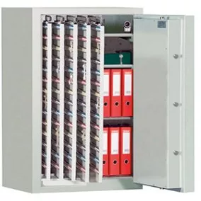   Kulcsszéf, b + s2 biztonsági szint, 30 perc. tűzálló, 1200 akasztó, 3 polc, széxméxma 836x700x1006 mm, ral 7035 világosszürke