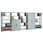   Polc-szekrény kombináció, világosszürke ral 7035, 1 felső polc, 4 szekrénypolc, ajtó ma 1950 mm, szé x mé x ma 1005x300x2000 mm