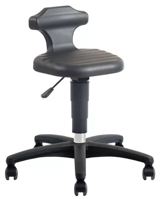 Biztonsági gázrugóval ellátott forgószék munkaállomásra, softtouch pu habszivacs ülés, fekete, csúszkákkal, ülésmagasság 510-780 mm