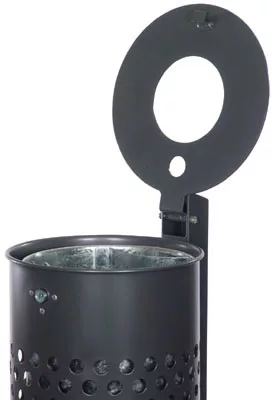 35 l-es szabadon álló hulladékgyűjtő, perforált fedéllel, mé x ma 340x475 mm, q-cső oszloppal betonba ágyazáshoz, betétedény nélkül, tűzihorganyzott