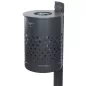   35 l-es szabadon álló hulladékgyűjtő, perforált fedéllel, mé x ma 340x475 mm, q-cső oszloppal betonba ágyazáshoz, betétedény nélkül, tűzihorganyzott
