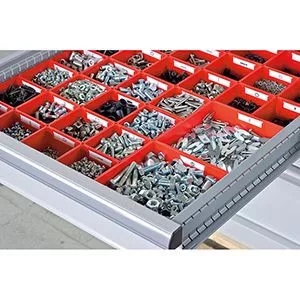 Feliratozó fülek anyagfelosztáshoz 20 fül/76 címke piros, 47x12 mm-es behelyezhető dobozokhoz