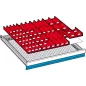   Betételemek, elülső magasság 50 mm, 4x4 darab. + 8x3 részes + 4x2 részes.. vályúfalak 30x4 részes. + 20x3 darabos + 10x2 részes fiók hasznos mérete szé x mé 612x612 mm