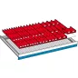   Betételemek, elülső magasság 50 mm, vályúelemek 8x4 darabos. + 8x3 részes + 8x2 részes, vályúfalak 20x4 részes + 10x3 részes + 10x2 részes fiók hasznos mérete szé x mé 918x612 mm