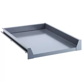   Kihúzható polc, teherbírás 75 kg, acéllemez szürke ncs s 4502-b, magasság 100 mm