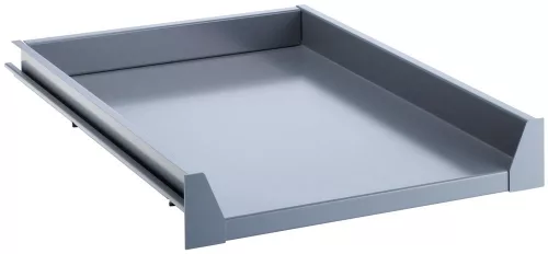 Kihúzható polc, teherbírás 75 kg, acéllemez szürke ncs s 4502-b, magasság 100 mm